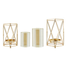 Load image into Gallery viewer, Danya B - Prism Warm Gold Hurricane Candle Holders - Set of 2