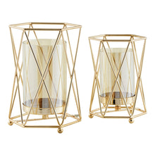 Load image into Gallery viewer, Danya B - Prism Warm Gold Hurricane Candle Holders - Set of 2
