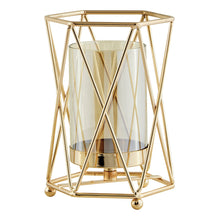 Load image into Gallery viewer, Danya B - Prism Warm Gold Hurricane Candle Holders - Set of 2
