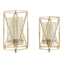 Load image into Gallery viewer, Danya B - Prism Warm Gold Hurricane Candle Holders - Set of 2