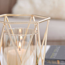 Load image into Gallery viewer, Danya B - Prism Warm Gold Hurricane Candle Holders - Set of 2