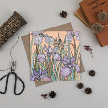 Load image into Gallery viewer, Fay's Studio - Dragonfly and Bearded Iris Greeting Card