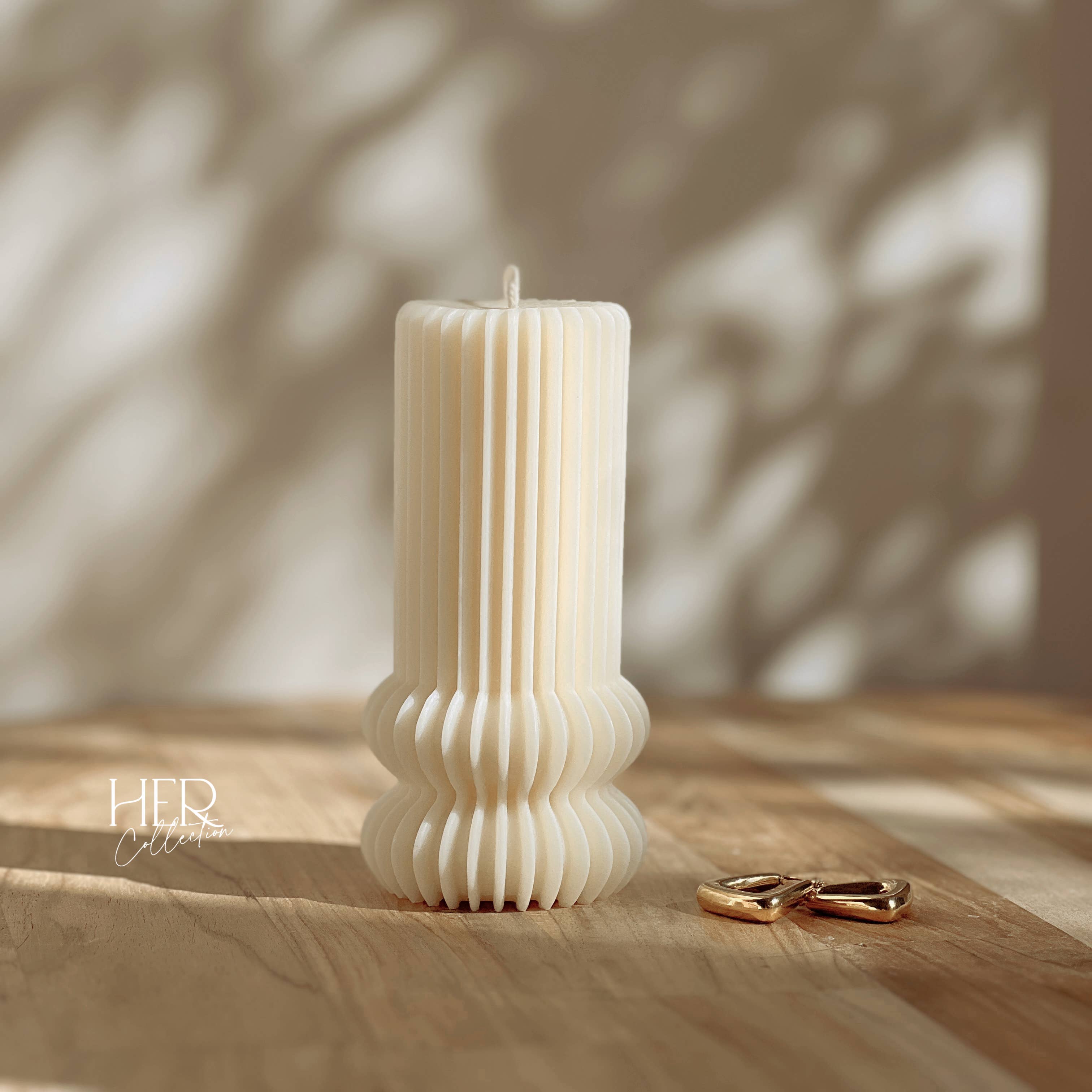Her Collection - Flower Pillar candle, gifts , wedding , favours , soy wax