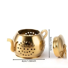 Load image into Gallery viewer, Magnifique Hearts - Golden Teapot Shaped Tea Infuser, Tea Drain, Tea strainer
