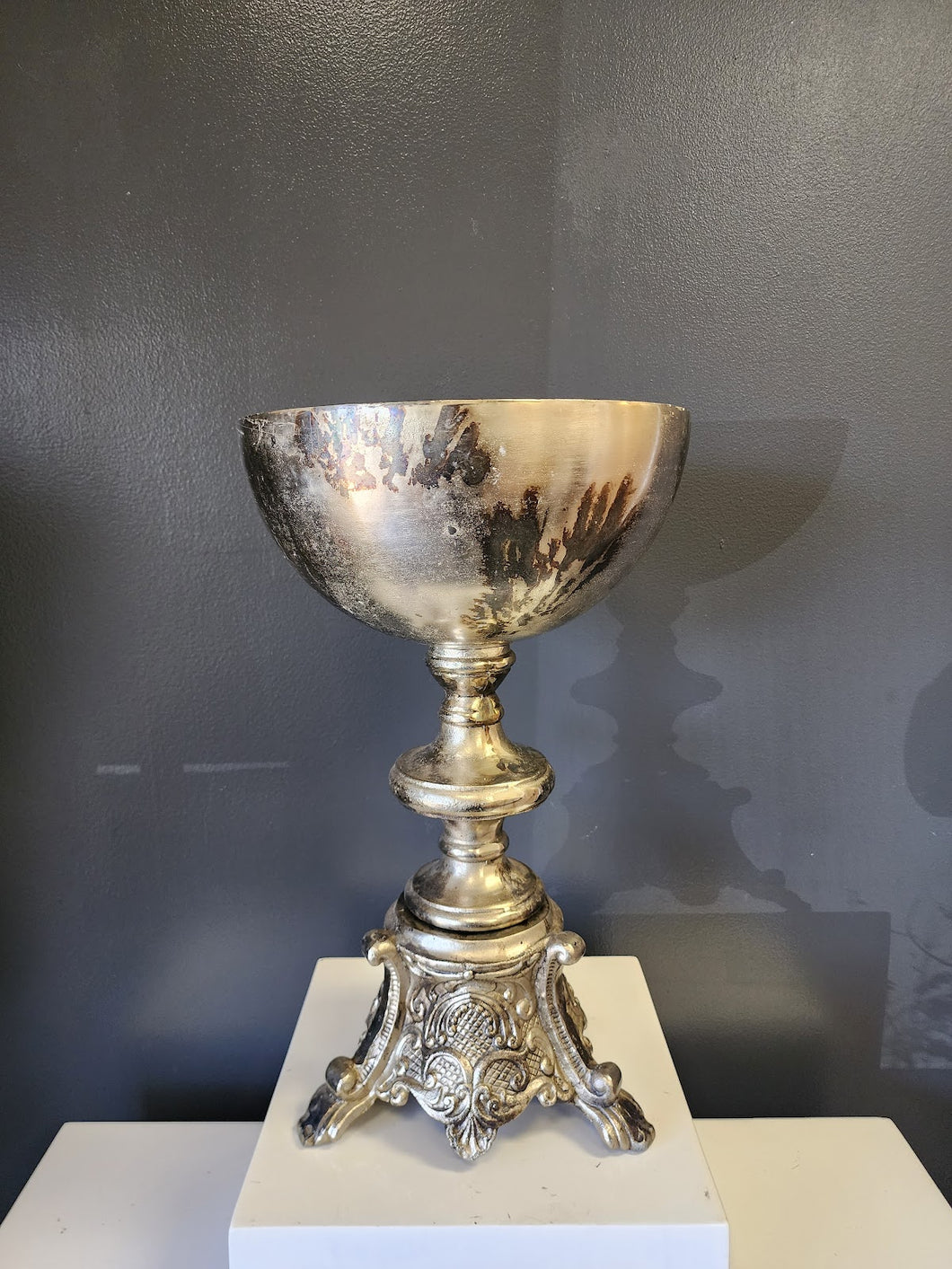 LaVille Antique Silver Metal Compote Urn Riser