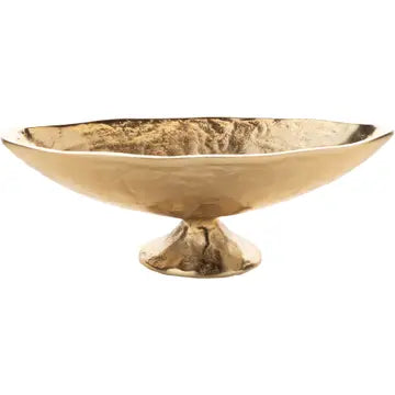 Free Form Cast Alumimum Long Ovar, Foot Bowl,Gold,13x5in