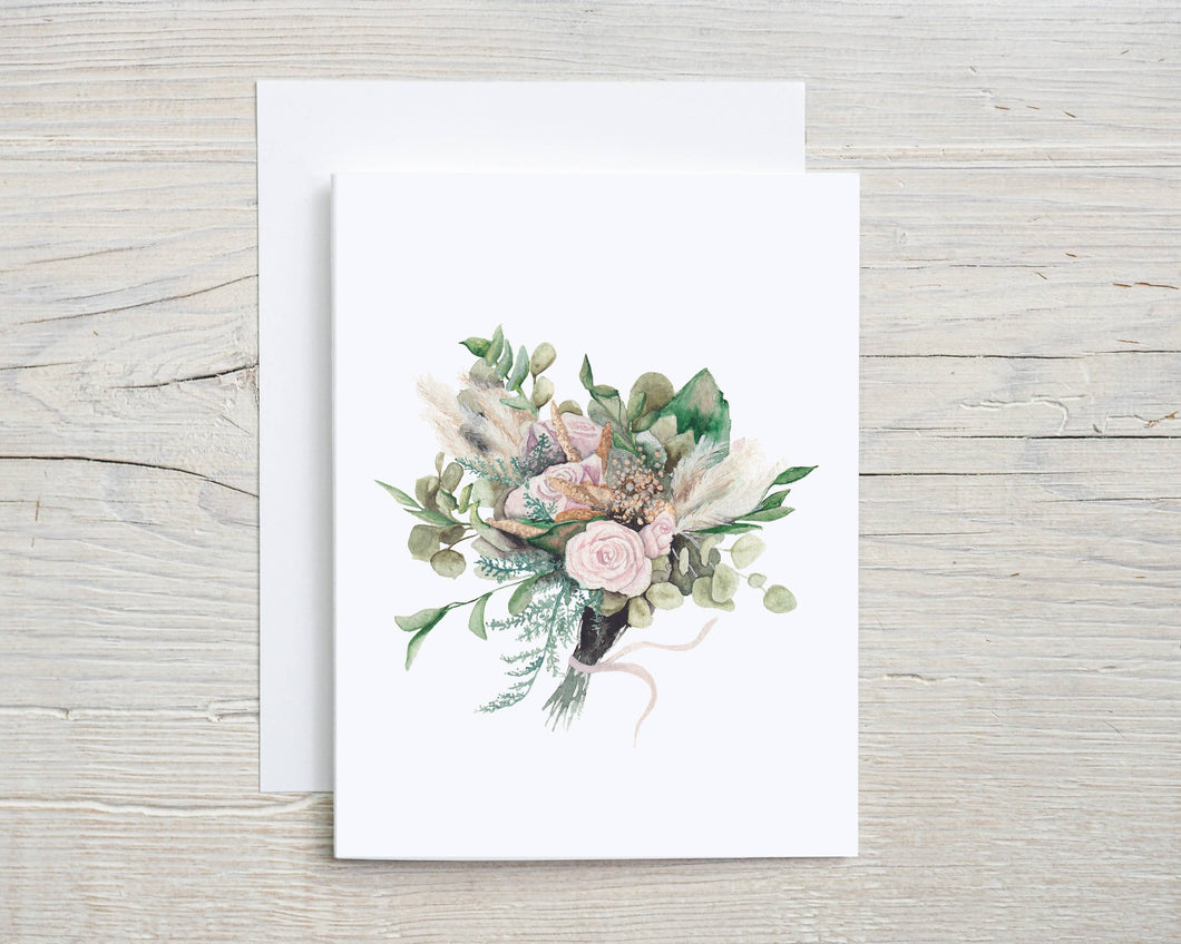 Liz Pope Designs - Plant hand painted greeting card, Rose Bouquet, spring card
