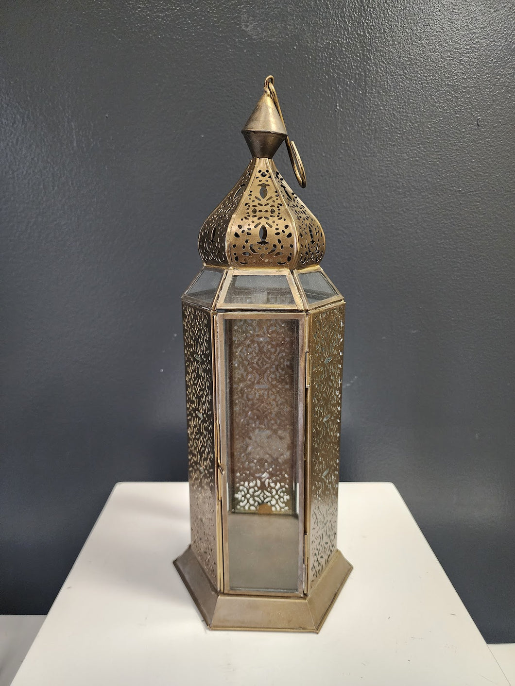 Antique Jaipur Pattern Panel Bronze Metal Lantern