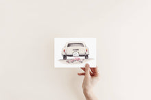 Load image into Gallery viewer, Liz Pope Designs - Wedding hand painted greeting card Antique car, Just Married
