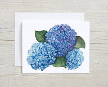 Load image into Gallery viewer, Liz Pope Designs - Hydrangea Watercolor Card, Blue and Purple Floral Art, 
