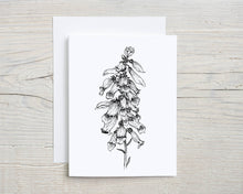 Load image into Gallery viewer, Liz Pope Designs - Plant hand drawn spring card, Foxglove botanical stationary

