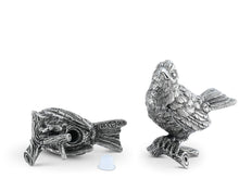 Load image into Gallery viewer, Vagabond House - Pewter Song Birds Salt &amp; Pepper Set
