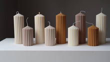 Load image into Gallery viewer, Jeune Home - Small thick ribbed soy scented candle 13x7cm| wedding decor: Taupe / Unscented
