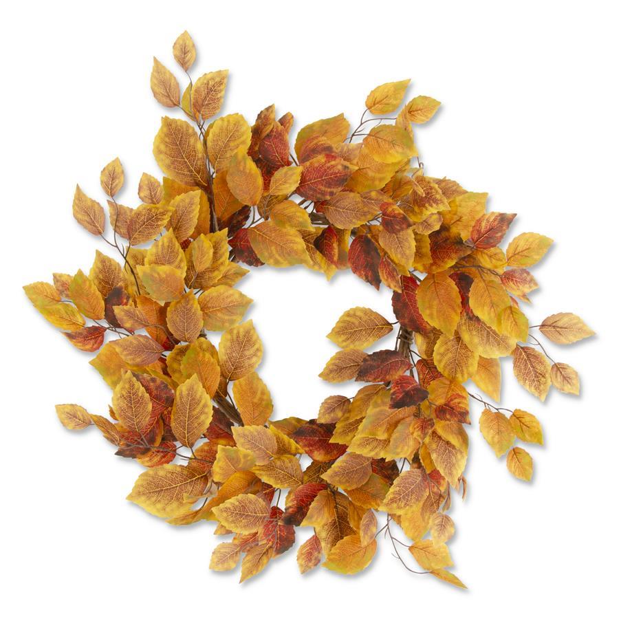 22 Inch Golden Yellow & Rust Birch Leaves Wreath