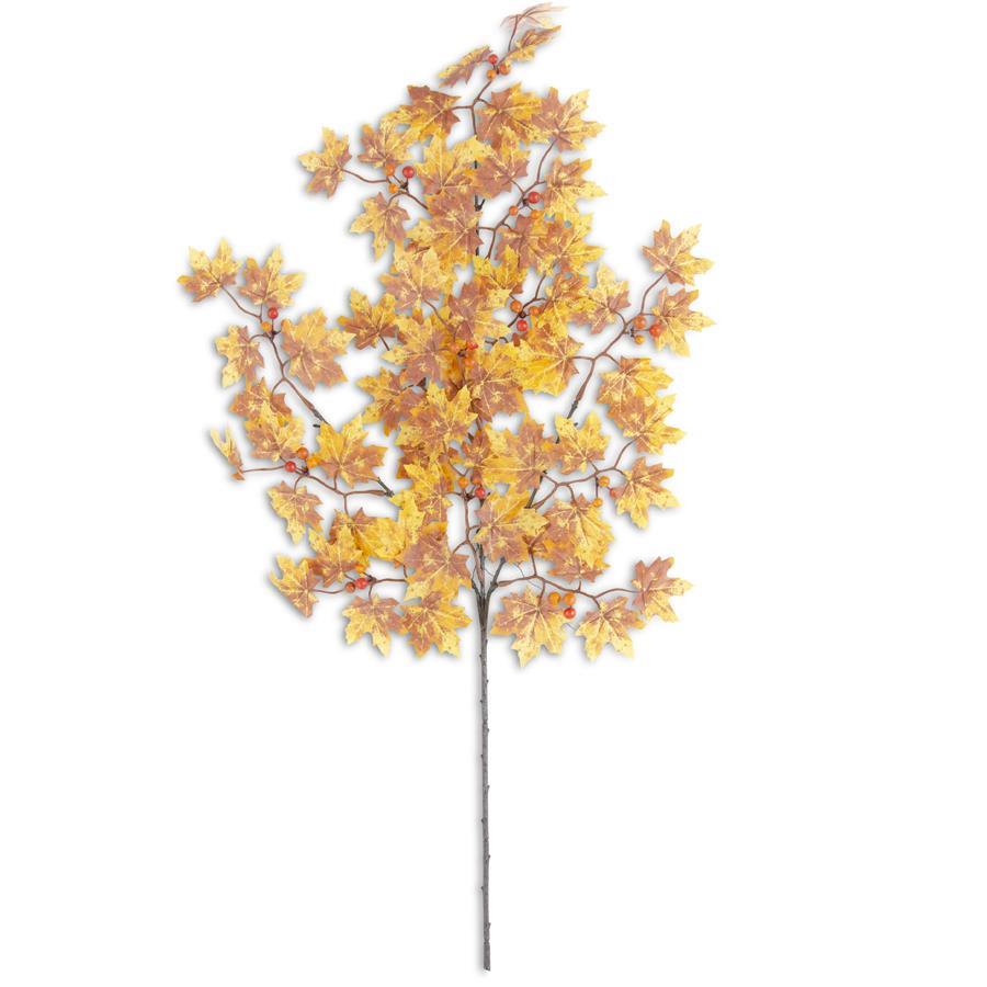 29 Inch Yellow & Brown Maple Leaves Stem