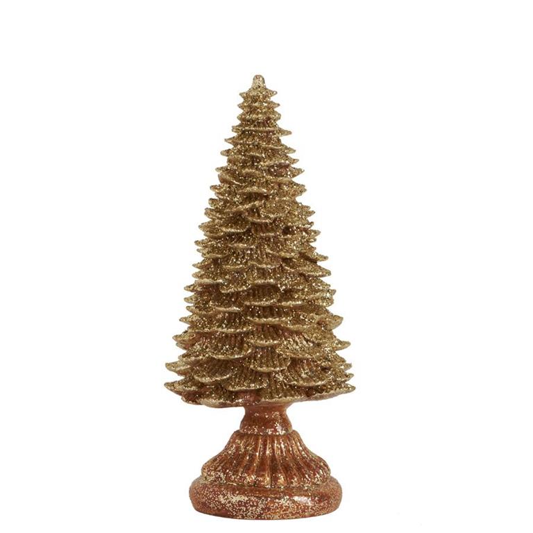 10 Inch Gold Glitter Resin Tree on Ribbed Base