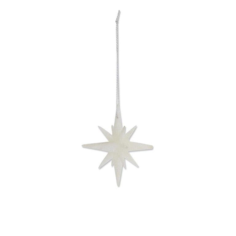 2 Inch 9 Point White Glitter Star Ornament