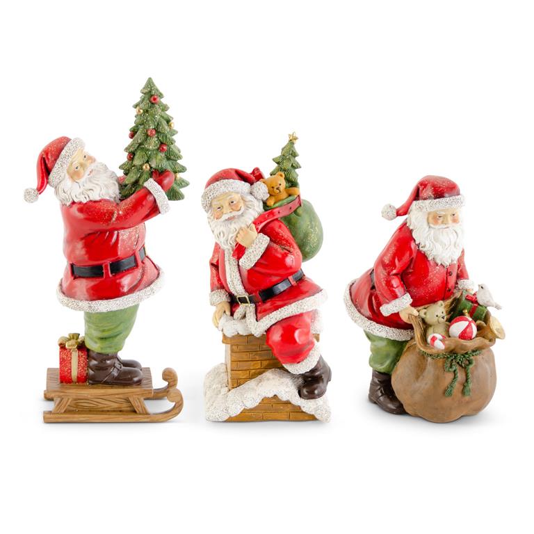 Glittered Resin Traditional Santas