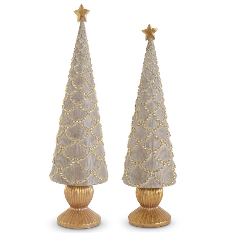 Tan Resin Trees w/Gold Scallops