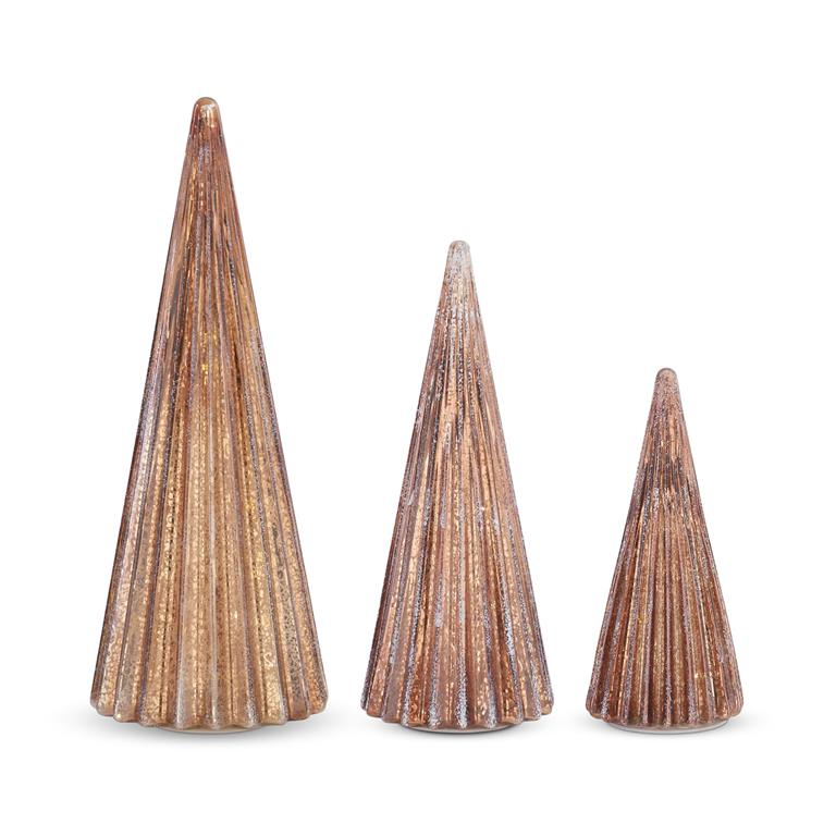 Ribbed Frosted Copper LED Mercury Glass Trees