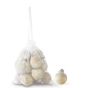 Bag of 12 1 Inch Matte Cream Dot Embossed Glass Ornaments