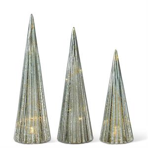 Sage Green Mercury Glass Vertical Ribbed Trees