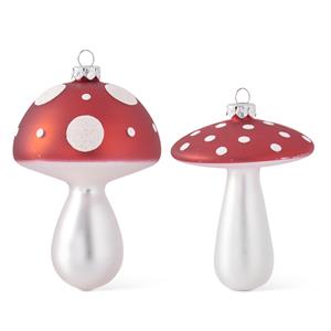 Assorted Red & White Polka Dot Mushroom Glass