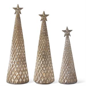 Speckled Pewter Glass Diamond Embossed LED Tree