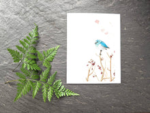 Load image into Gallery viewer, Liz Pope Designs - Bird, hand painted nature inspired card, Bluebird, spring
