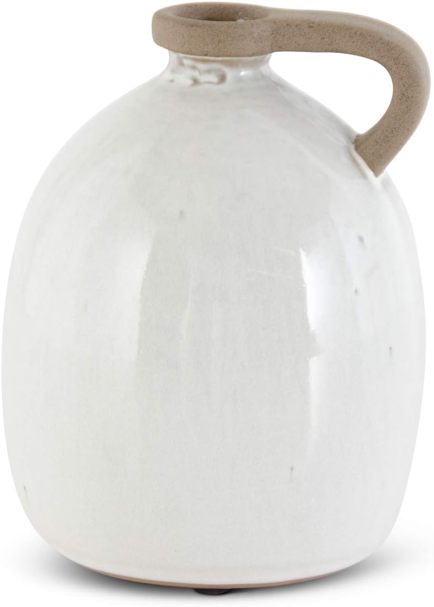White Ceramic Jug with Unglazed Handle