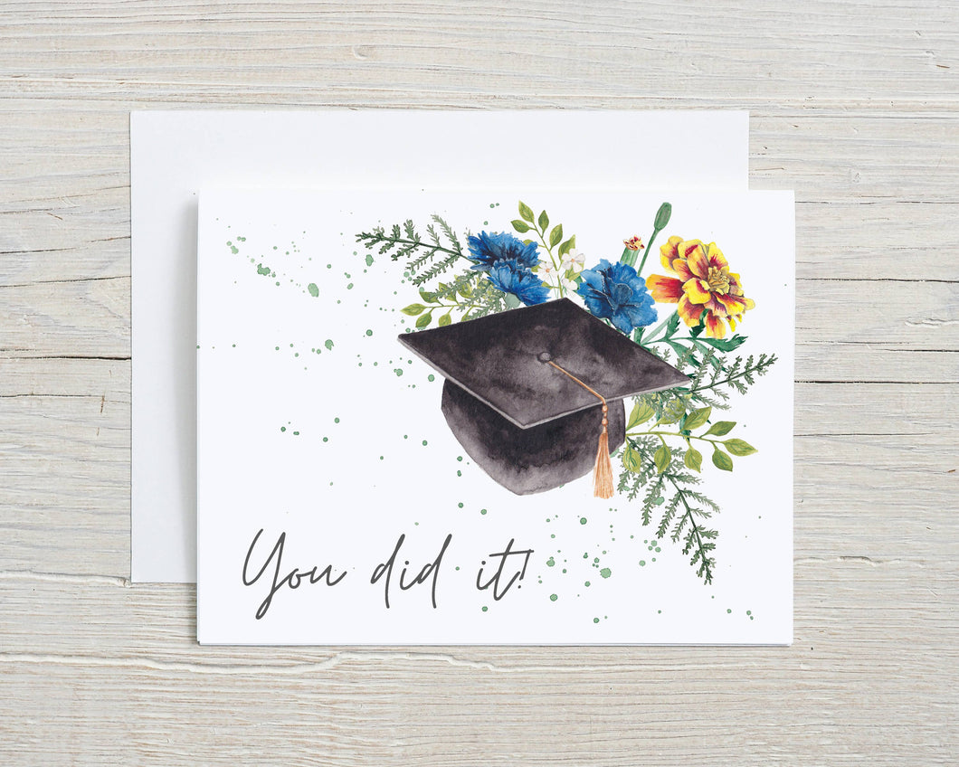 Liz Pope Designs - Graduation Card, hand painted floral card, Congratulations