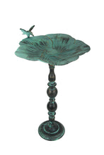 Load image into Gallery viewer, Zeckos - Antique Verdigris Green Metal Dogwood Flower Shaped Birdbath
