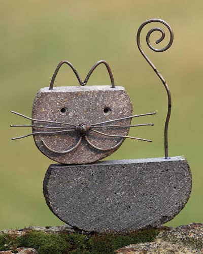 Ancient Graffiti - Cat River Stone Decorative Figurine