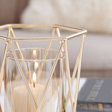 Load image into Gallery viewer, Danya B - Prism Warm Gold Hurricane Candle Holders - Set of 2
