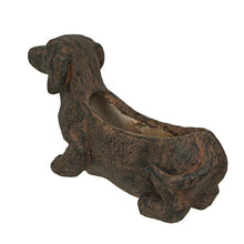 Load image into Gallery viewer, Zeckos - Resin Distressed Rustic Brown Finish Dachshund Dog Planter
