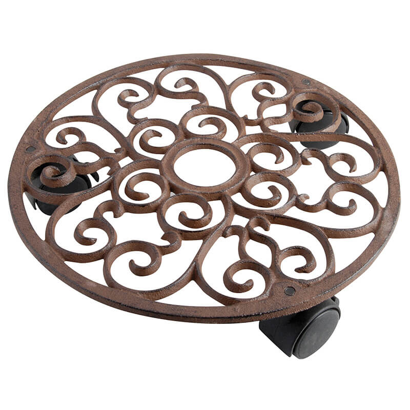 Esschert Design USA - Round Plant Trolley w/Hole for Display, Cast Iron