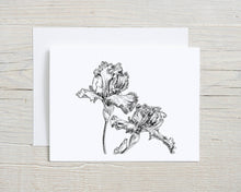 Load image into Gallery viewer, Liz Pope Designs - Hand drawn Iris flower card, black and white botanical 
