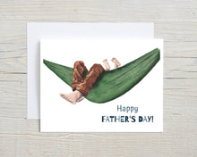 Load image into Gallery viewer, Liz Pope Designs - Father&#39;s Day, hand painted watercolor card, relaxing hammock
