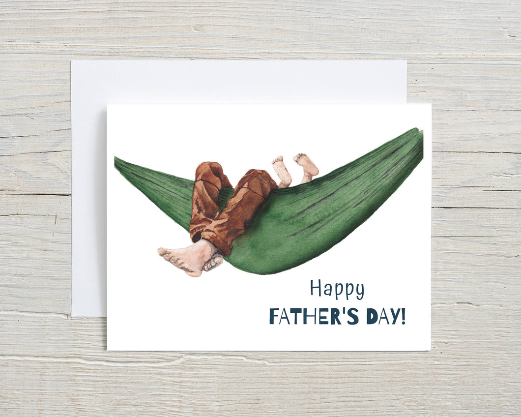 Liz Pope Designs - Father's Day, hand painted watercolor card, relaxing hammock