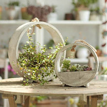 Load image into Gallery viewer, Rustic Reach - Solid Wood Hanging Planter Round Shape Planter: Large
