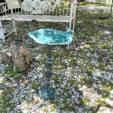 Load image into Gallery viewer, Zeckos - Antique Verdigris Green Metal Dogwood Flower Shaped Birdbath
