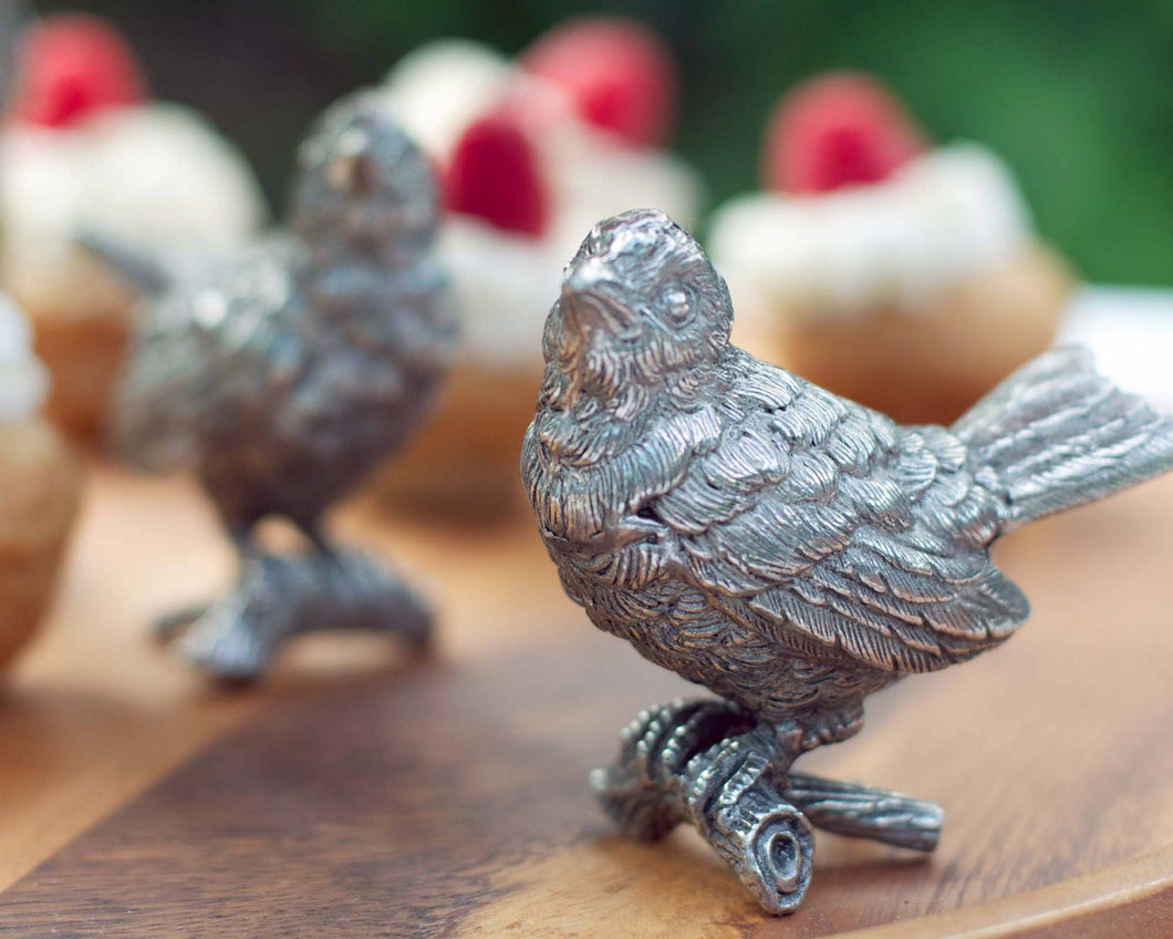 Vagabond House - Pewter Song Birds Salt & Pepper Set