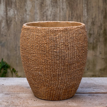Load image into Gallery viewer, Rustic Reach - Faux Grass-Woven Cement Planter: Large
