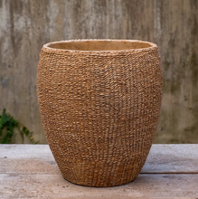 Load image into Gallery viewer, Rustic Reach - Faux Grass-Woven Cement Planter: Small
