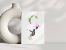 Load image into Gallery viewer, Liz Pope Designs - Emerald Hummingbird watercolor card, nature inspired spring
