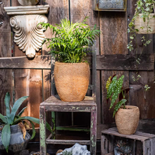 Load image into Gallery viewer, Rustic Reach - Faux Grass-Woven Cement Planter: Small
