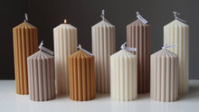 Load image into Gallery viewer, Jeune Home - Small thick ribbed soy scented candle 13x7cm| wedding decor: Taupe / Unscented
