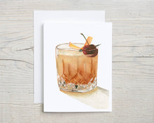 Load image into Gallery viewer, Liz Pope Designs - Cocktail hand painted greeting card, Old Fashioned, Father&#39;s
