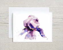 Load image into Gallery viewer, Liz Pope Designs - Purple Iris Watercolor Card – Artistic Floral Spring Art
