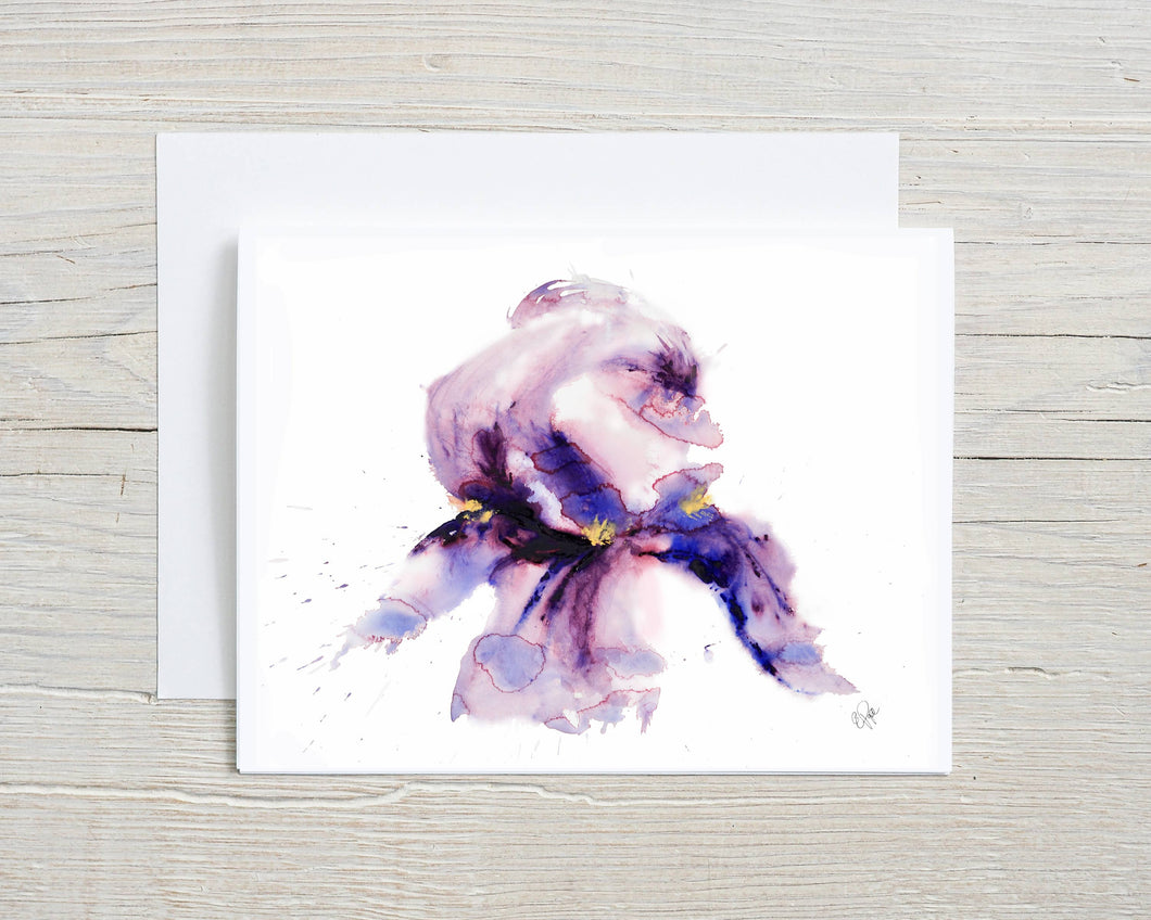 Liz Pope Designs - Purple Iris Watercolor Card – Artistic Floral Spring Art